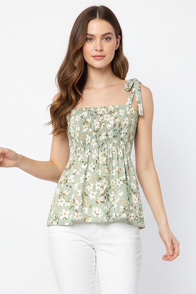 PT11633 WOVEN SHIRRED TOP